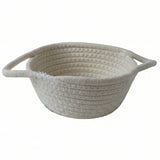 Cotton Rope Woven Storage Basket With Handles For Toys And Organizing (1 Pc)