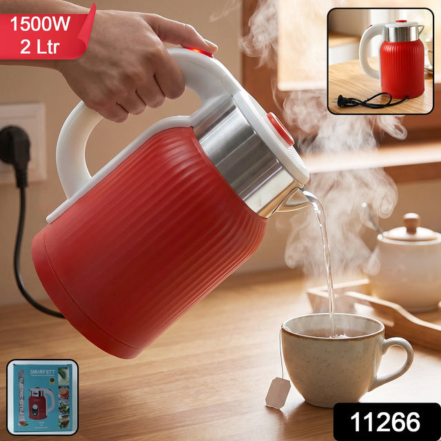 Electric Kettle 2 Litre 1500w Red For Tea Coffee Milk And Hot Water (1 Pc)